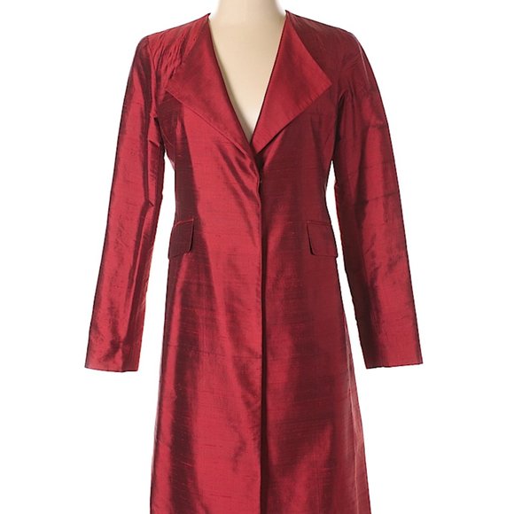 Lafayette 148 New York Jackets & Blazers - LAFAYETTE 148 size 0 long silk red coat jacket